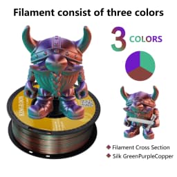 KINGROON Silk Tri-color PLA Filament 3D Printer 1.75mm 1KG/roll Silk PLA Filament Plastic Material 3D Printing Special Color