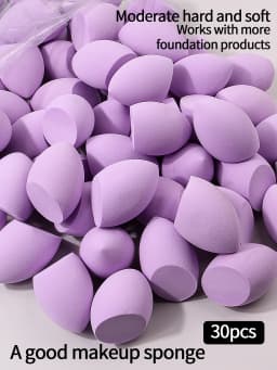 30pcs Powder Blending Makeup Sponge Beauty Egg Set For Liquid Cream And Powder, Multicolor Without Latex Suitable For All