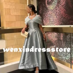 CustomizedDubai Evening Caftan Dress Short Sleeves Satin V Neck Straight Tea Length Pleats Panel Train Beading Crystal Party Gow
