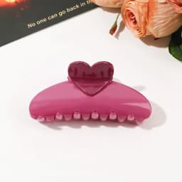 New Candy Color Love Heart 5.11" Big Size Hair Claw Clips for Women Girls Elegant Geometric Plastic Spring Summer Headwear Gift