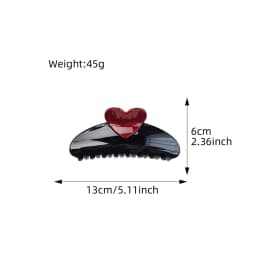 New Candy Color Love Heart 5.11" Big Size Hair Claw Clips for Women Girls Elegant Geometric Plastic Spring Summer Headwear Gift