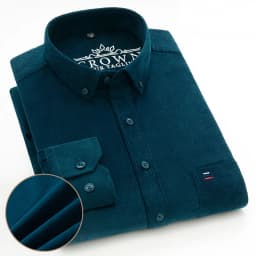 7XL 6XL Men's Corduroy Shirt Long Sleeve 100% Cotton Casual Regular Fit Soft Comfortable Pocket Formal Dress Shirts Man Clothes