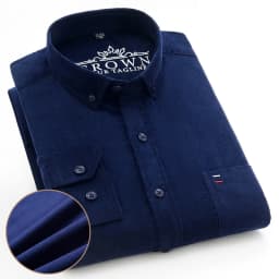 7XL 6XL Men's Corduroy Shirt Long Sleeve 100% Cotton Casual Regular Fit Soft Comfortable Pocket Formal Dress Shirts Man Clothes
