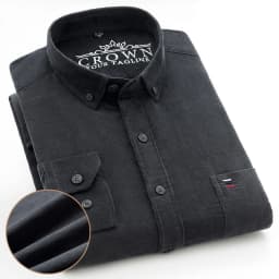 7XL 6XL Men's Corduroy Shirt Long Sleeve 100% Cotton Casual Regular Fit Soft Comfortable Pocket Formal Dress Shirts Man Clothes