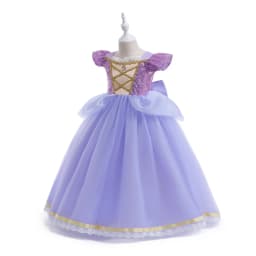 European and American Style Girl Princess Dress Rapunzel Apparel Ball Gown with Bow at Back Children Halloween Tangled Role Play