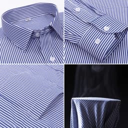 Men Formal Shirt Long Sleeve Office Solid Color Striped Anti-Wrinkle Non-ironing Fashion Business Pocket White Social Shirt 4XL