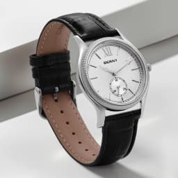 BERNY Men's Watches Luxury Classic Stylish Dress Quartz Watch Slim Stainless Steel Case Elegance Leather Strap Wristwatch