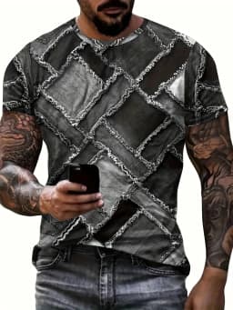 Men's Crew Neck Graphic T-shirt With Fancy Print Summer Short Sleeve Top For Men Men's Soft Trendy Comfy Tee Tops Sportswear