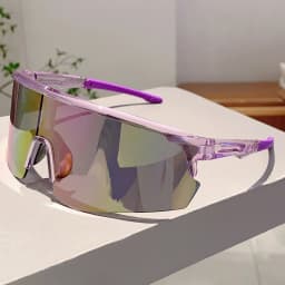 KAMMPT Oversized Sports Sunglasses Men Fashion Rimless Mirror Outdoor Cycling Shades Trendy Futuristic Punk Anti-UV Goggle