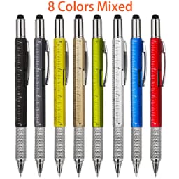 8Pcs 6 in 1 Multitool Pen with Ruler Tech Tool Level Gauge Screwdriver Multifunction Touch Screen Ballpoint Pens