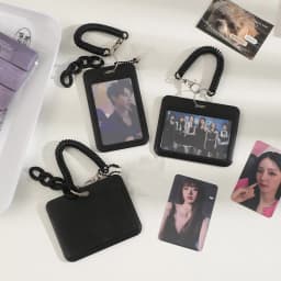 Black Style 3 inch Card Holder Kpop Photocard Holder Photo Card Holder Bag Pendant School Stationery