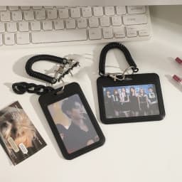 Black Style 3 inch Card Holder Kpop Photocard Holder Photo Card Holder Bag Pendant School Stationery