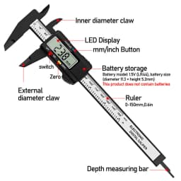 150mm 100mm Electronic Digital Caliper Carbon Fiber Dial Vernier Caliper Gauge Micrometer Measuring Tool Digital Ruler