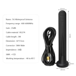 GSM 3G 4G 5G Antenna Outdoor Omni Aerial High Gain 15dBi RP SMA Male TS9 CRC9 Waterproof Magnetic Antenna for Wifi Router Modem