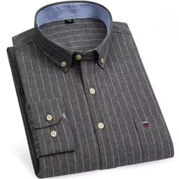 Men's Versatile Casual Checkered Oxford Cotton Shirts Single Pocket Long Sleeve Standard-fit Button Down Gingham Striped 7XL 6XL