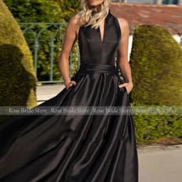 Simple Formal Party Dresses Black Satin Button Ruched A-line Long Evening Dress V Neck Sleeveless Elegant Women's Prom Gown 2024