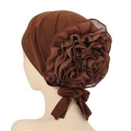 Fashionable Women's Hijabs Solid Color Hijab Turban Caps Chiffon Flower Decor Headwear Islamic Head Wrap Head Scarf Cap