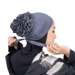 Fashionable Women's Hijabs Solid Color Hijab Turban Caps Chiffon Flower Decor Headwear Islamic Head Wrap Head Scarf Cap