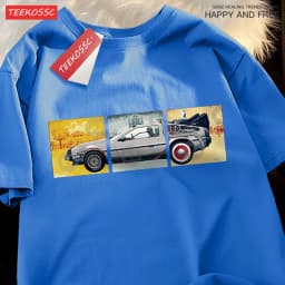 Back To The Future Movie Car T Shirt Mens Cartoons Loose Menswear Cotton Summer T Shirts Hip Hop Oversized Short Sleeve Couple