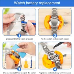 Watch Repair Kit Battery Replacement Watch Link Removal Resizing Back Cover Opener Screwdriver Spring Remover Cleaning Tool Set