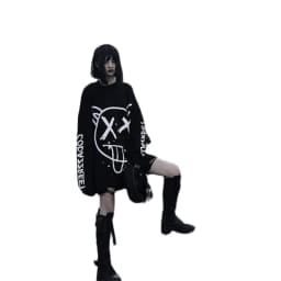 Cool Women Korean Fashion Oversized Long Sleeve T Shirt Hip Hop Punk Streetwear Girls Tees Black Loose Long Sleeve T Shirt Males