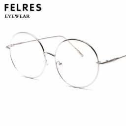 Blue Light Filter Metal Round Oversized Reading Glasses Men Women Large Frame Clear Eyeglasses Fashion Computer Prescription