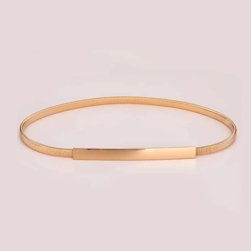 Fashion shiny rectangle Gold Chain Belt Female Waist Adjustable Belts For Women Luxury Brand Punk Dress Elastic Waistband