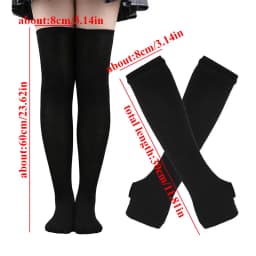 Black White Striped Warm Knee Socks Arm Sleeve Fashion Women Sexy Slim Thigh High Cotton Socks Arm Sleeve Gloves Cosplay Socks