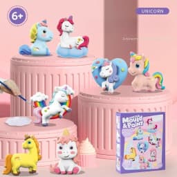 Creative DIY Plaster Mold Full Set Handcrafted Painting Coloring Pigment Unicorn Cake Animal Graffiti Art Mini Toys