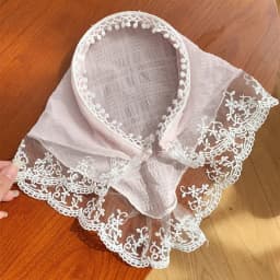 Pastoral Style Lace Bowknot Headscarf Hairhoop Turbans Triangle Scarf Hair Band Sweet Trendy Turban Girl Travel Hair Accessories