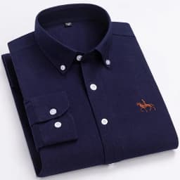 Basic Oxford Dress Shirt For Men Long Sleeve 100% Pure Cotton Solid Casual Plaid Striped Social Business Male Regular-Fit S-6XL