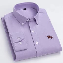 Basic Oxford Dress Shirt For Men Long Sleeve 100% Pure Cotton Solid Casual Plaid Striped Social Business Male Regular-Fit S-6XL