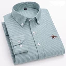 Basic Oxford Dress Shirt For Men Long Sleeve 100% Pure Cotton Solid Casual Plaid Striped Social Business Male Regular-Fit S-6XL