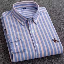 Basic Oxford Dress Shirt For Men Long Sleeve 100% Pure Cotton Solid Casual Plaid Striped Social Business Male Regular-Fit S-6XL