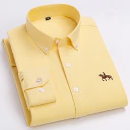 Basic Oxford Dress Shirt For Men Long Sleeve 100% Pure Cotton Solid Casual Plaid Striped Social Business Male Regular-Fit S-6XL