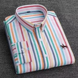 Basic Oxford Dress Shirt For Men Long Sleeve 100% Pure Cotton Solid Casual Plaid Striped Social Business Male Regular-Fit S-6XL