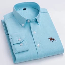 Basic Oxford Dress Shirt For Men Long Sleeve 100% Pure Cotton Solid Casual Plaid Striped Social Business Male Regular-Fit S-6XL