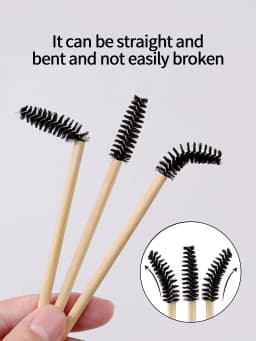 50Pcs Bamboo Handle Eyelash Brush Makeup Brush Eyelash Extension Mascara Wands Applicators Eye Lash Curling Comb Makeup Tools 