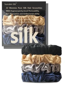 4PCS 100% Pure Mulberry Silk Hair Scrunchie Handmade Hairbands Women Hair Accessories Pure Color Natural HairTies Width 2CM