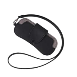 Portable Sunglasses Storage Bag Glasses Case Hanging Neck PU Leather Glasses Holder Protective Sleeve with Lanyard