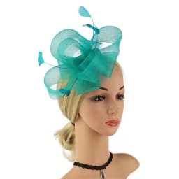 New Bridal Fascinator Bow Hat with Headband and Clips Jockey Feathered Top Hat Wedding Cocktail Tea Party Headpiece for Women