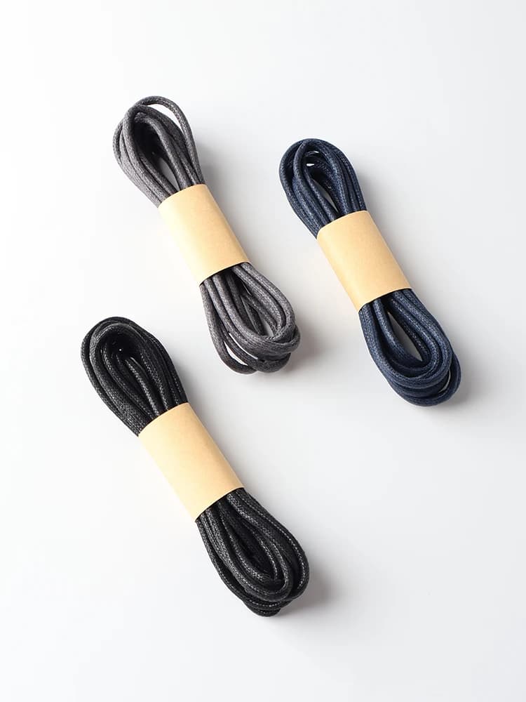 HIBERNI Round Cotton Waxed Shoelaces Black Gray Blue 60/70/80/90/100/120/140/160/180cm for Work Boots for Men Laces Accessories