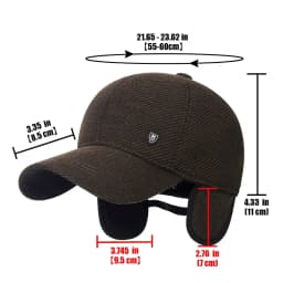 Mens Winter Baseball Cap with Ear Flaps, Baseball Winter Hats with Ear Flaps for Men Outdoor Walk Running Adjustable Size