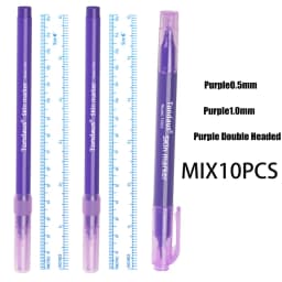 10Pcs Skin Marker Pen Kits Sterilized Package With Ruler Eyelash Extension Tool For Tattoo Piercing Scribe Skin Marker Pen