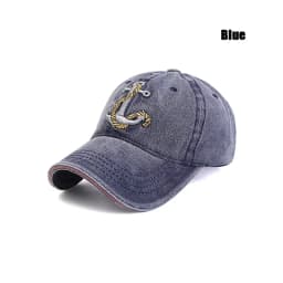 Washed Anchor Embroidered Denim Baseball Cap Outdoor Korean Style Distressed Summer Mens Cap