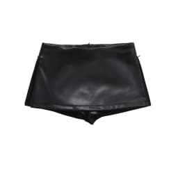 Faux Leather Mini Skirts Elegant Korean Fashion Black PU Skirts For Woman Low Rise Skirt Zip Up Split Skirt With Shorts Brown