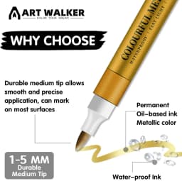 12 Colors Metallic Markers Pens Silver Gold Paint Pens for Black Paper, Glass, Rock Painting, Halloween Pumpkin Scrapbook Album