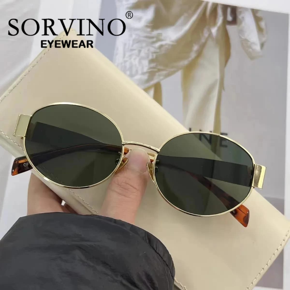SORVINO Retro Metal Frame Oval Sunglasses Luxury Fashion Brand Female Sun Glasses for Women Men Punk Unisex Stylish Shades UV400