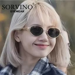 SORVINO Retro Metal Frame Oval Sunglasses Luxury Fashion Brand Female Sun Glasses for Women Men Punk Unisex Stylish Shades UV400