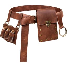 Vintage Renaissance Festival PU Leather Belt Waist Bag with Pouch and Potion Bottle Holder Halloween Witch Cosplay Set